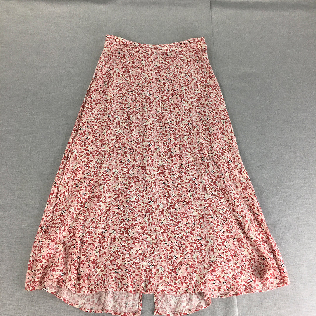 Only Neon & Nylon Womens A-Line Skirt Size L Red White Floral