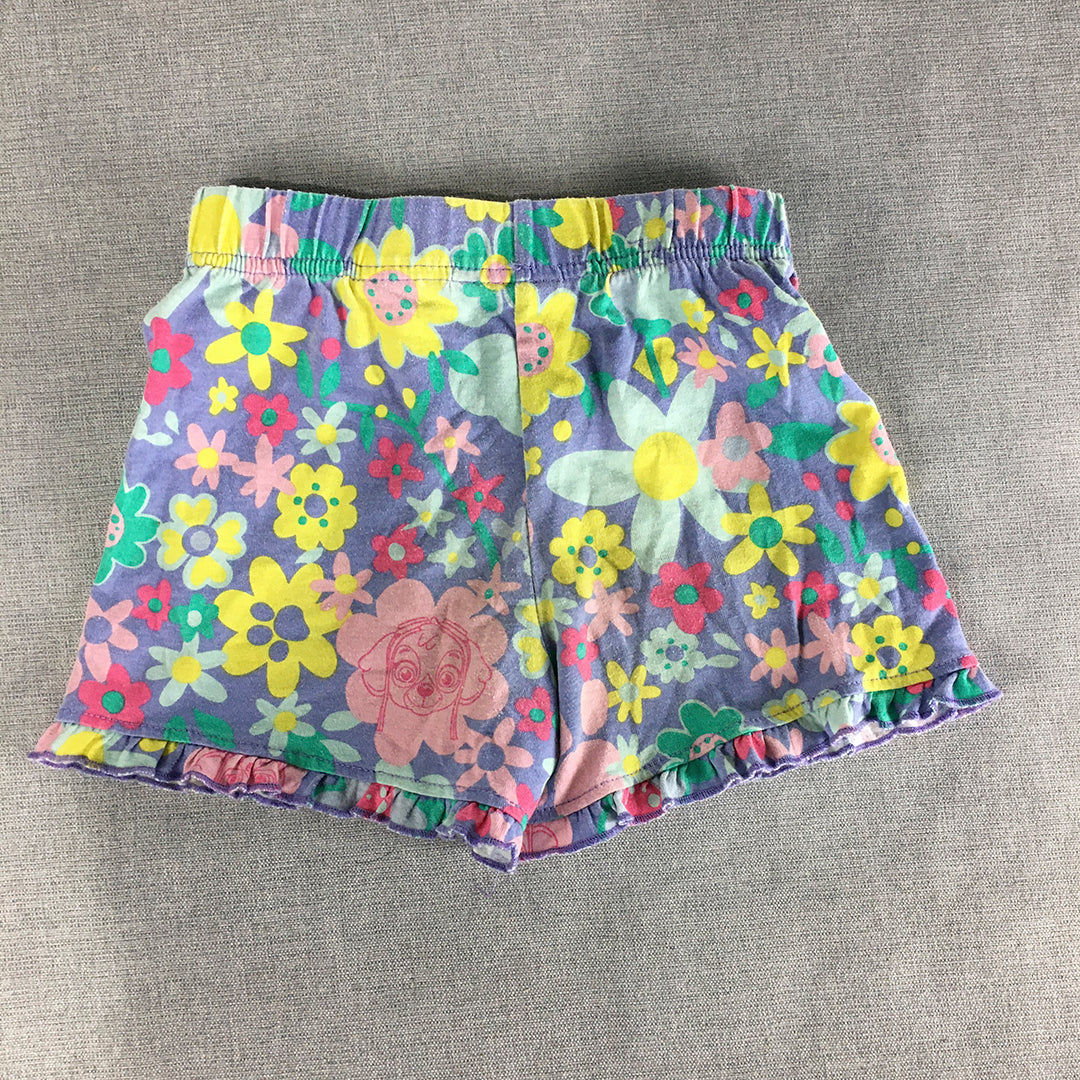 Paw Patrol Kids Girls Shorts Size 4 Purple Floral Drawstring