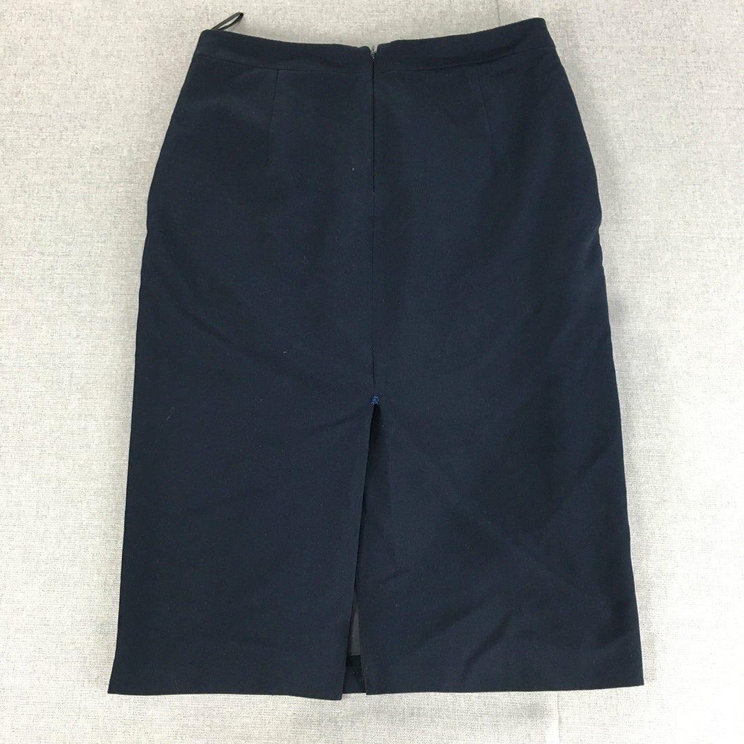 M&S Collection Womens Midi Skirt size 10 Navy Blue Pencil Straight