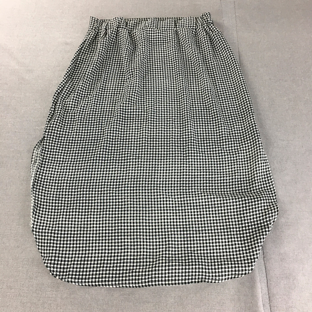 Valleygirl Womens Maxi Skirt Size 14 Black White Checkered Elastic Waist