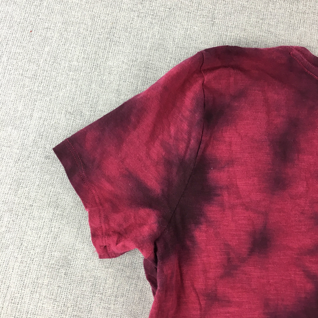 Victoria's Secret Sport Womens T-Shirt Size XS Red Tie-Dye V-Neck Top