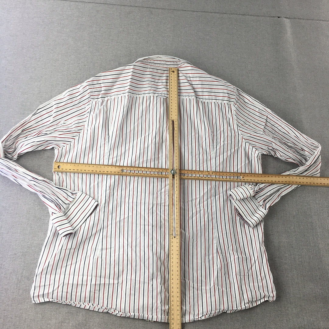 Ben Sherman Mens Shirt Size XL White Striped Long Sleeve Button-Up Collared