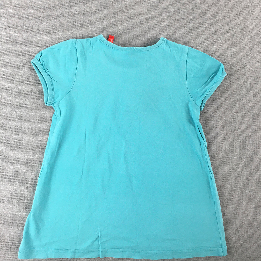 Esprit Kids Girls Top Size 4 - 5 Years Blue Short Sleeve Round Neck Top