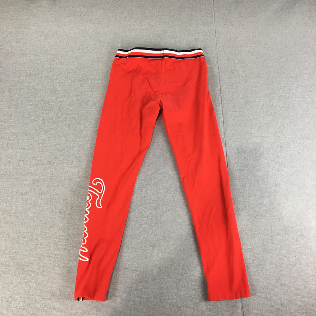 Tommy Hilfiger Kids Girls Leggings Size L (12 - 14 Yrs) Red Activewear Pants