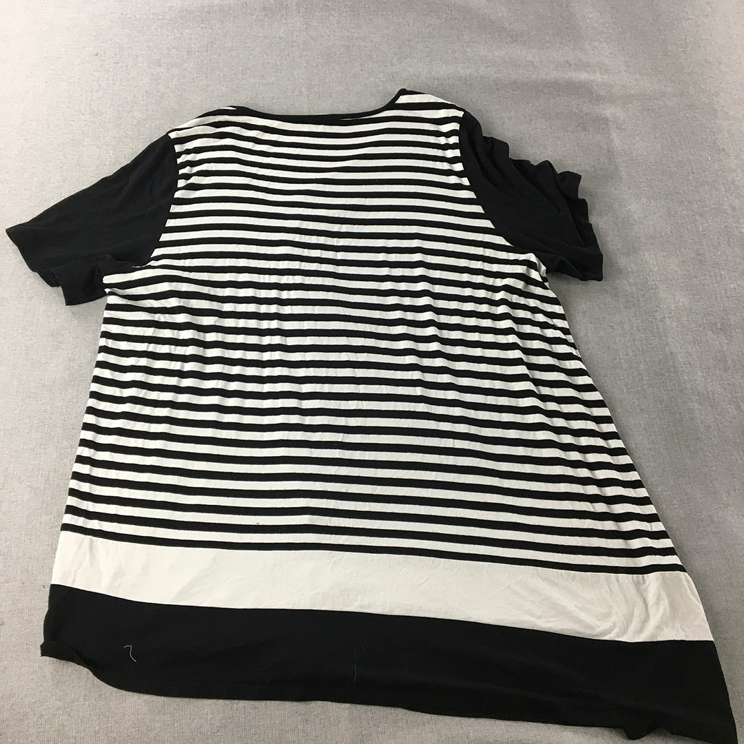 Virtuelle Womens Mini Dress Size M Black White Striped A-Line Stretch