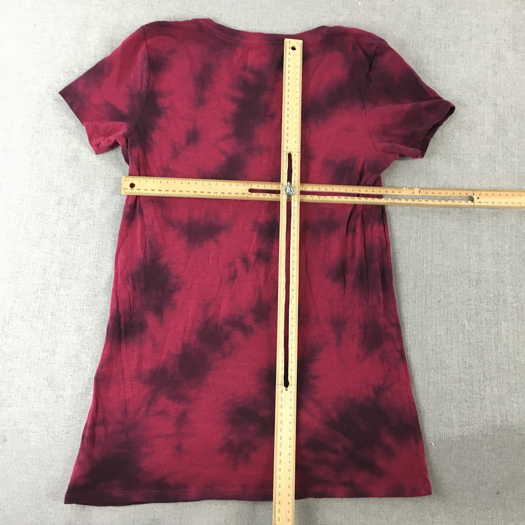 Victoria's Secret Sport Womens T-Shirt Size XS Red Tie-Dye V-Neck Top