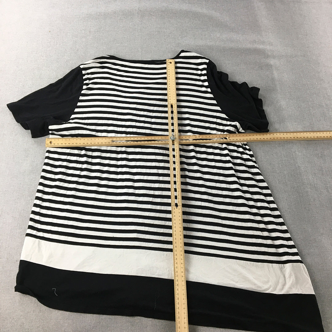 Virtuelle Womens Mini Dress Size M Black White Striped A-Line Stretch