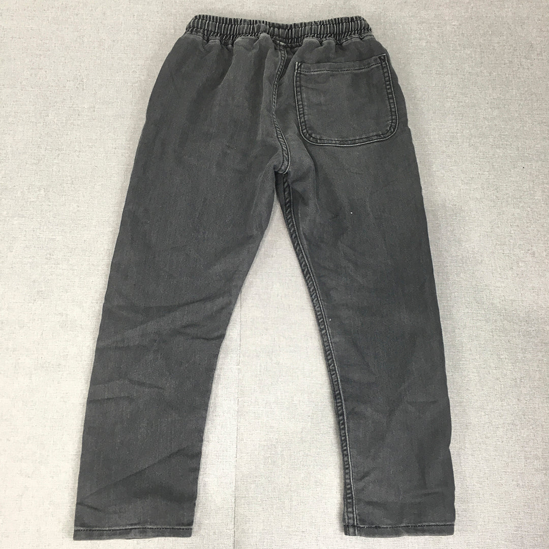 H&M Kids Boys Denim Jogger Jeans Size 8 - 9 Years Black Pockets Elastic Waist