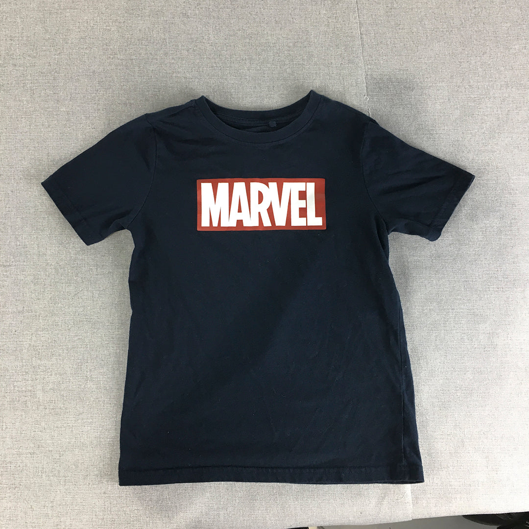 Marvel Kids Boys T-Shirt Size 8 Navy Blue Logo Short Sleeve Top