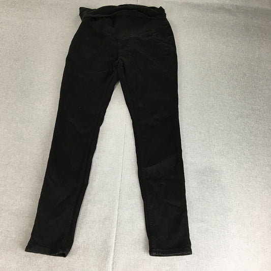 H&M Mama Womens Skinny Jeans Size L Maternity Black Dark Wash Stretch Denim