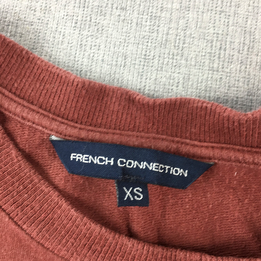 French Connection Womens Top Size XS Red Short Sleeve Crew Neck Knit Shirt