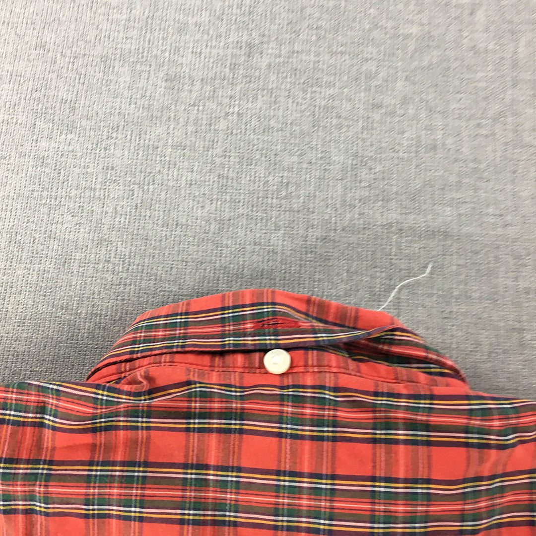 Aeropostale Mens Shirt Size M Red Checkered Long Sleeve Button-Up