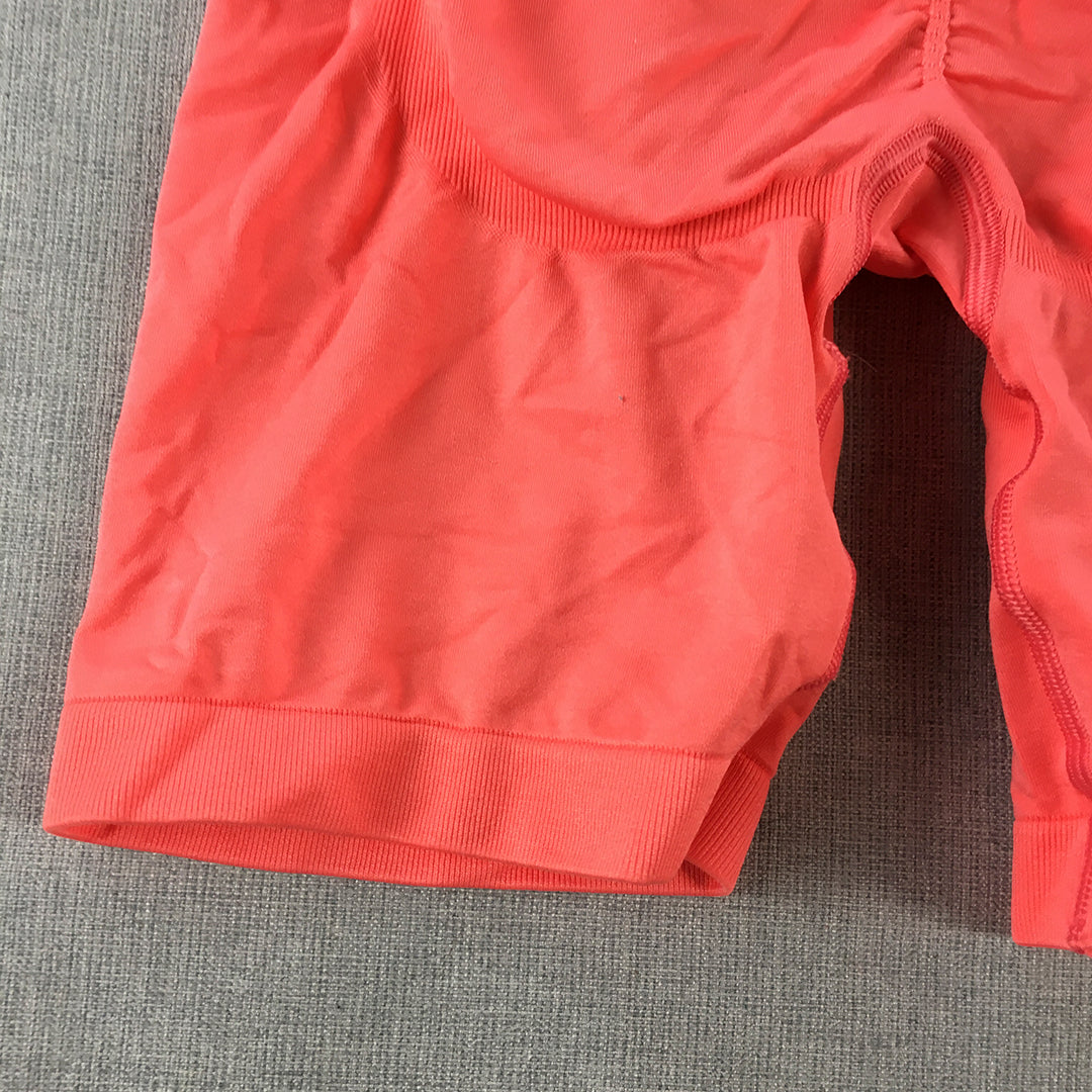 Bo+Tee Womens Bike Shorts Size XS Coral Red Scrunch Short Leggings