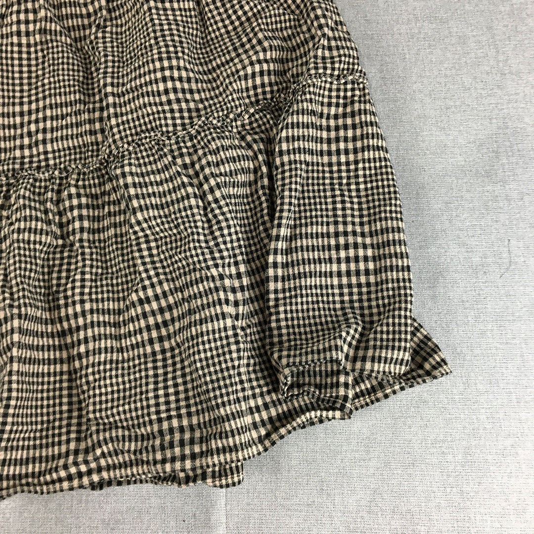 French Connection Womens Tiered A-Line Skirt Size 12 Brown Elastic Waist Check