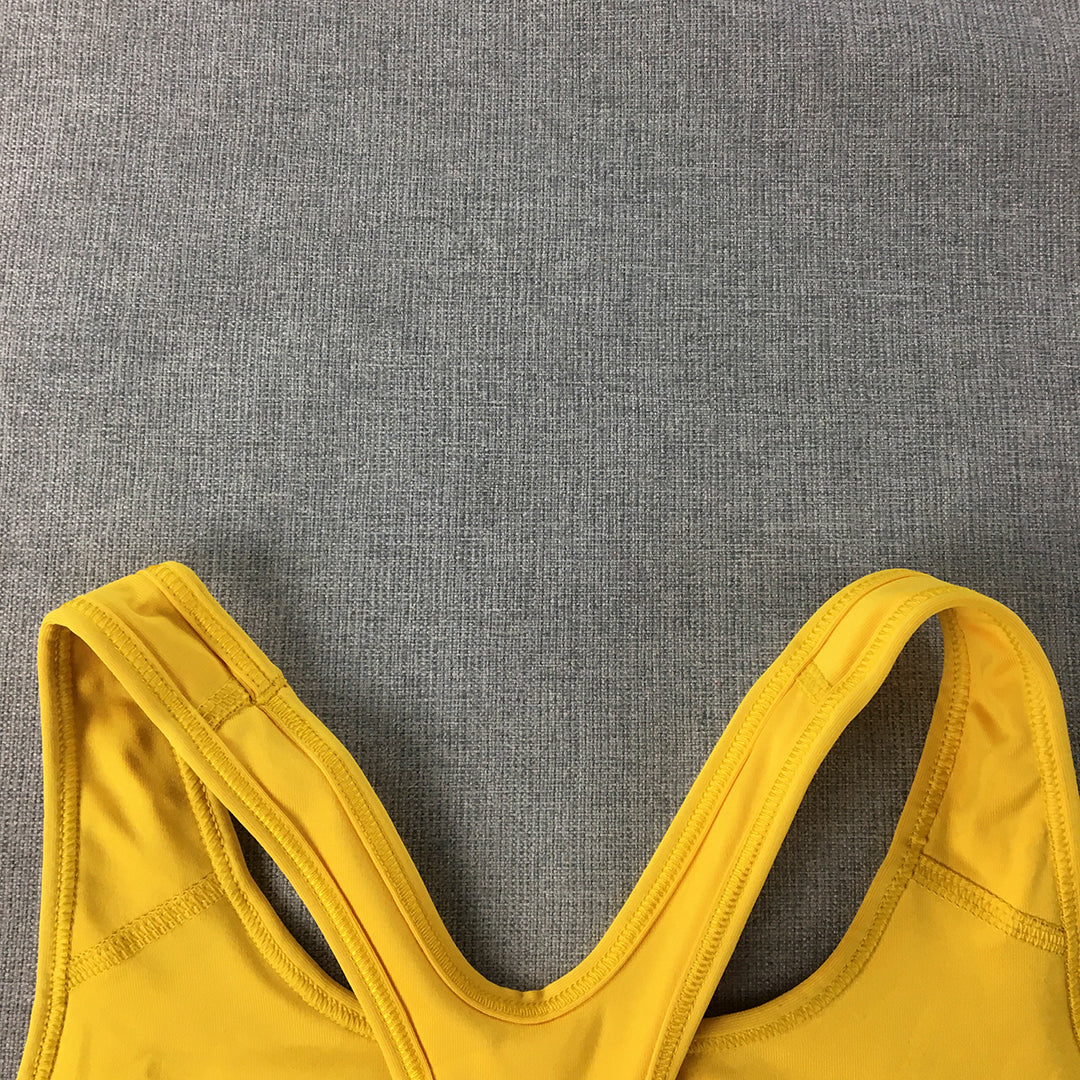 Nike Womens Sports Bra Size S Yellow Swoosh Logo Cropped Top