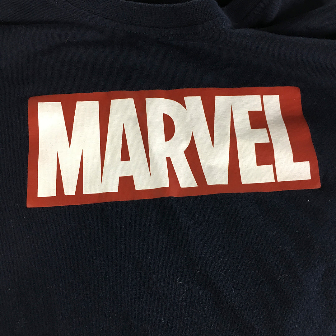 Marvel Kids Boys T-Shirt Size 8 Navy Blue Logo Short Sleeve Top