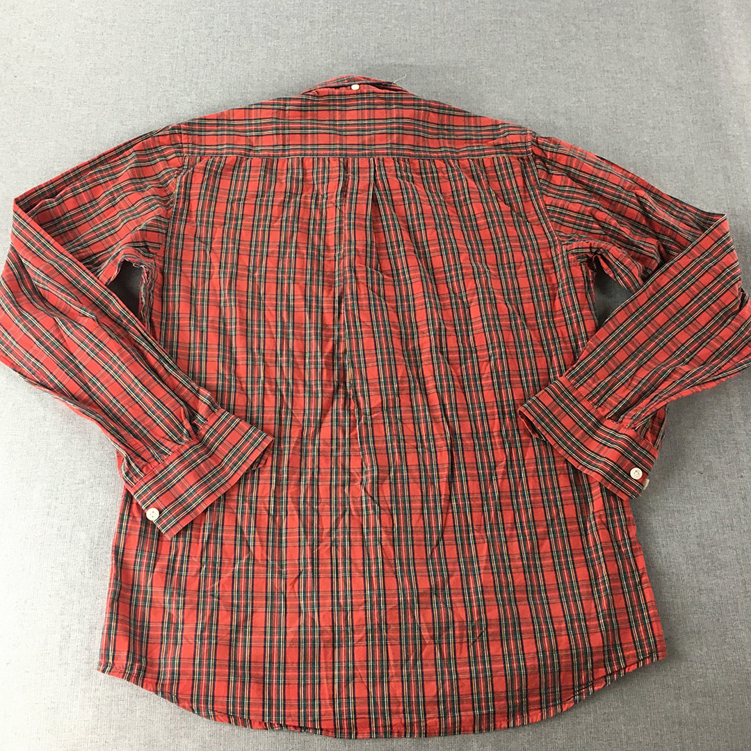 Aeropostale Mens Shirt Size M Red Checkered Long Sleeve Button-Up