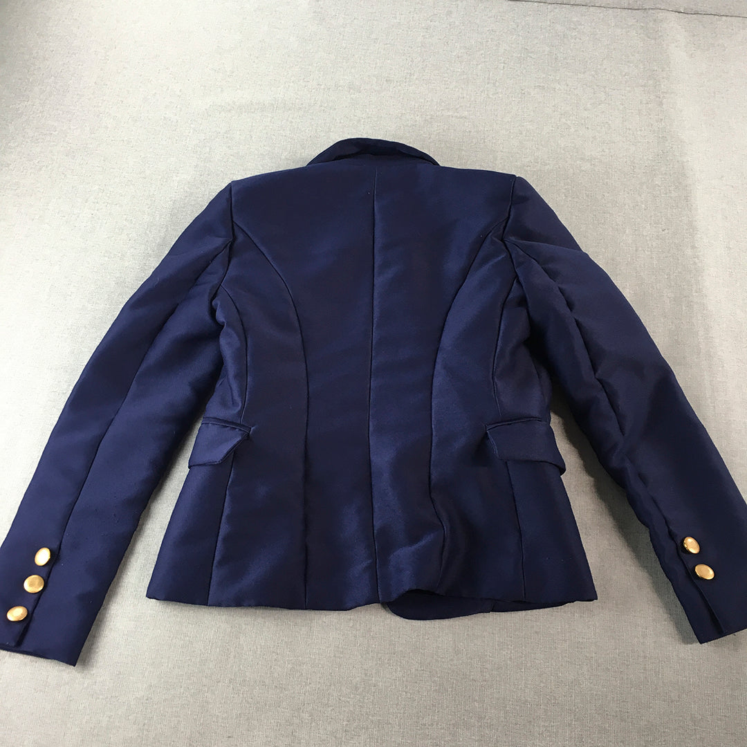 Slide Show Womens Pea Coat Size 12 Blue Double Breasted Collared Jacket