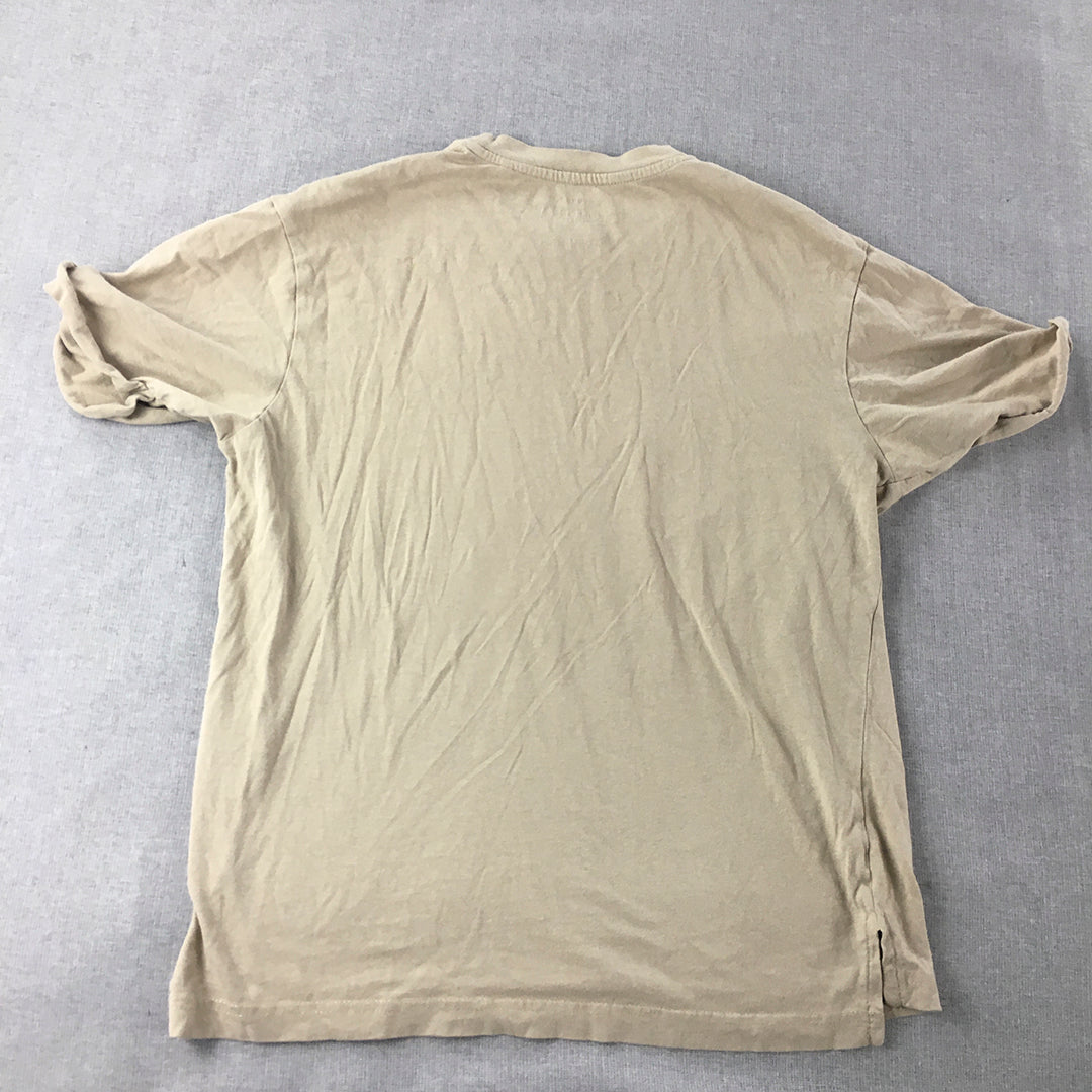 Pull & Bear Mens T-Shirt Size S Brown Crew Neck Short Sleeve Tee