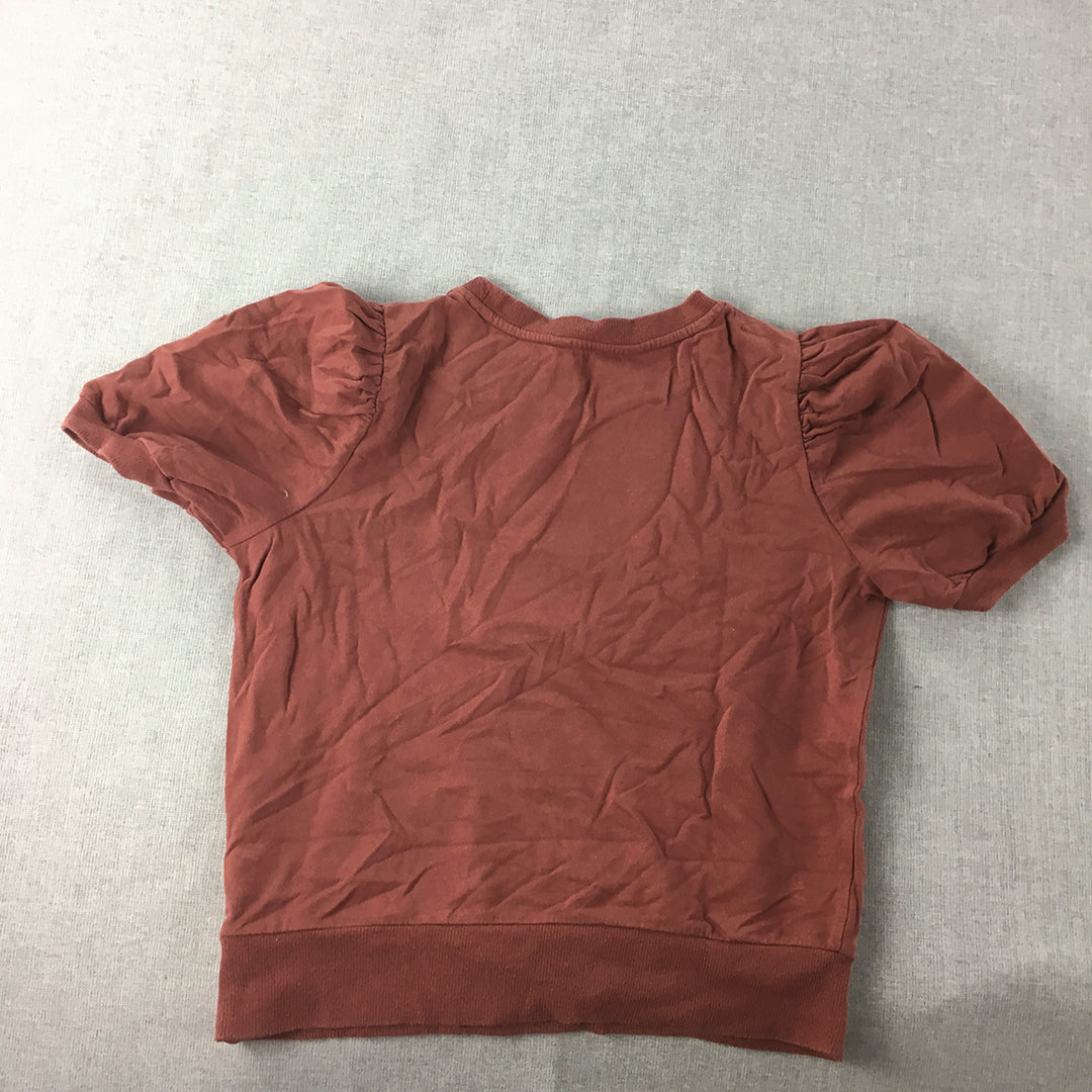 French Connection Womens Top Size XS Red Short Sleeve Crew Neck Knit Shirt