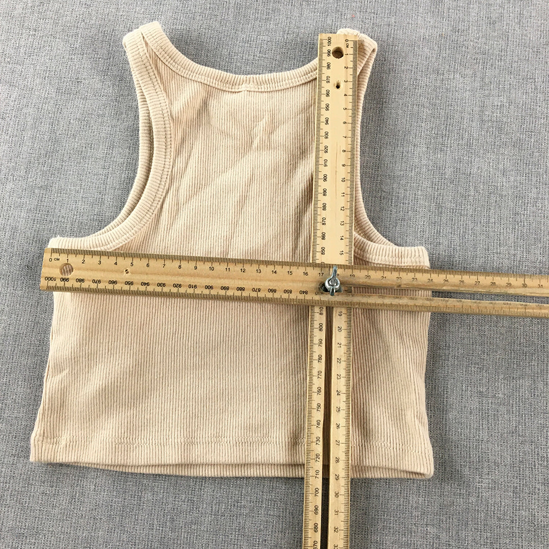 Zara Kids Girls Knit Tank Top Size 6 Light Brown Sleeveless Stretch Fabric Shirt