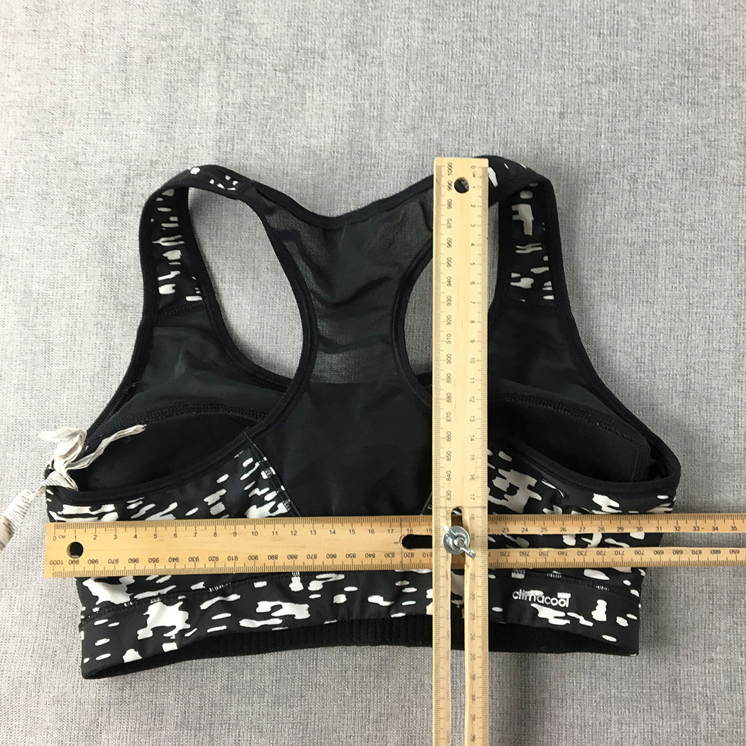 Adidas Womens Sports Bra Size S Black White Dot Sleeveless Cropped Top