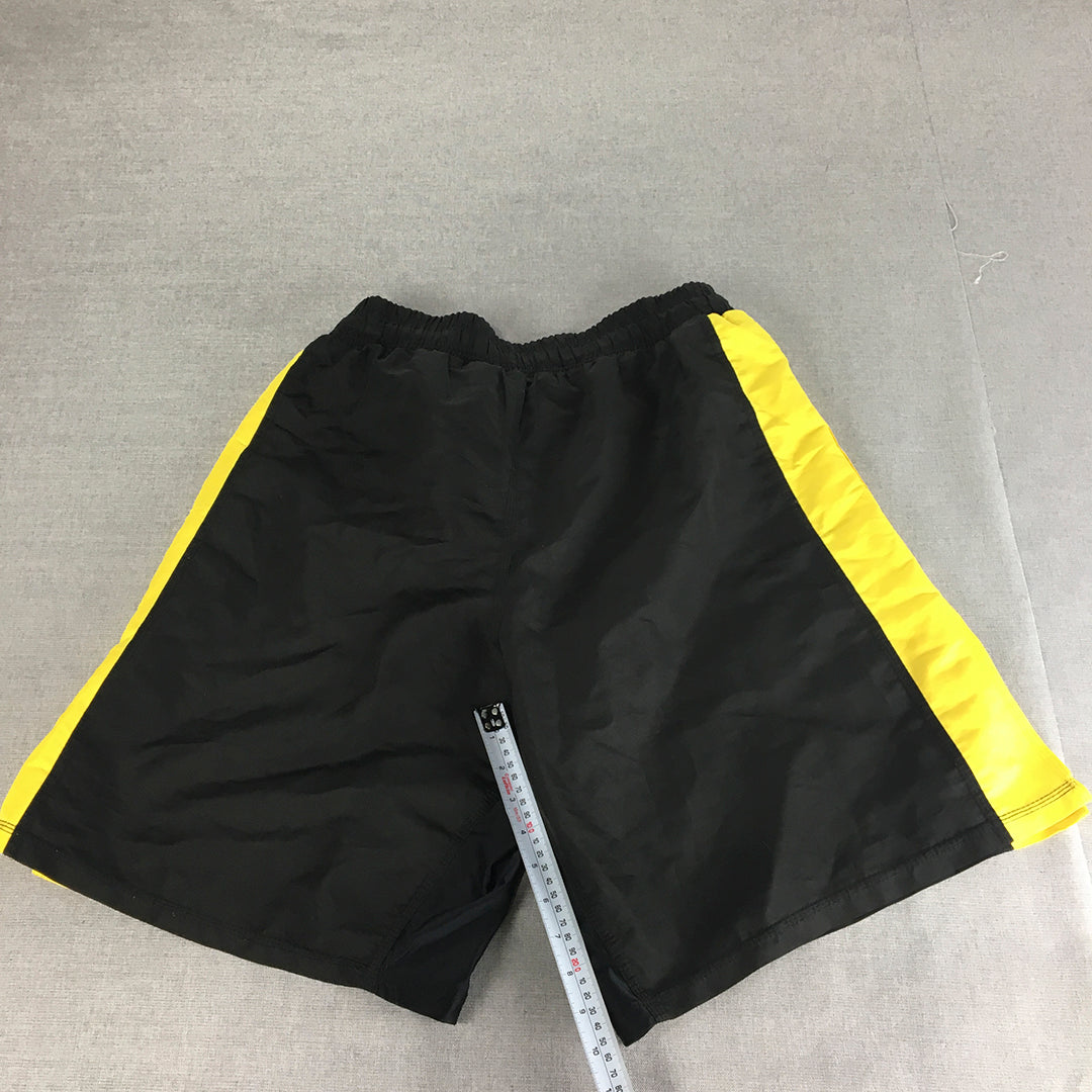 IMC Fighting Shorts Size M Black Yellow MMA Martial Arts Karate Drawstring