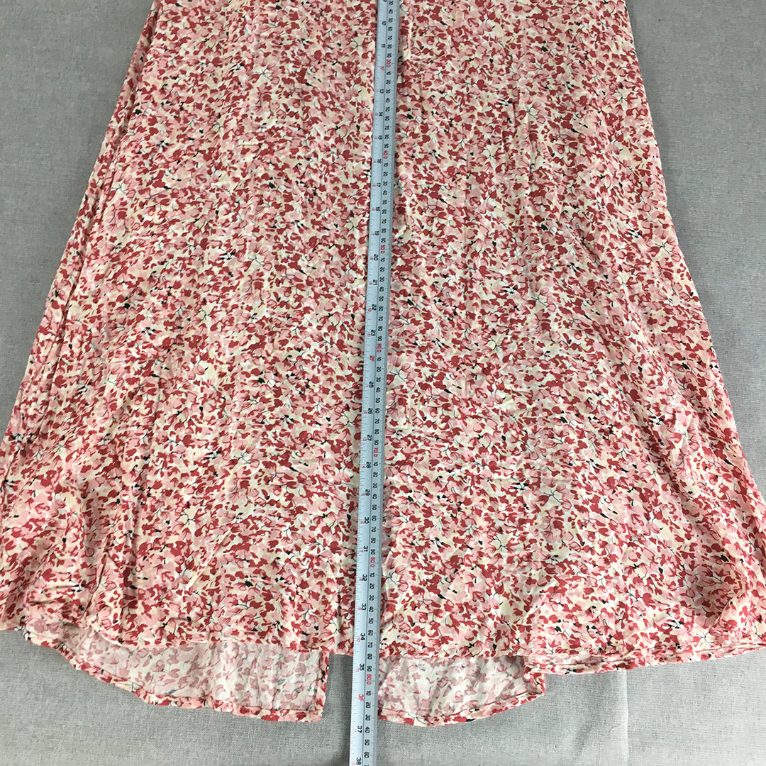 Only Neon & Nylon Womens A-Line Skirt Size L Red White Floral