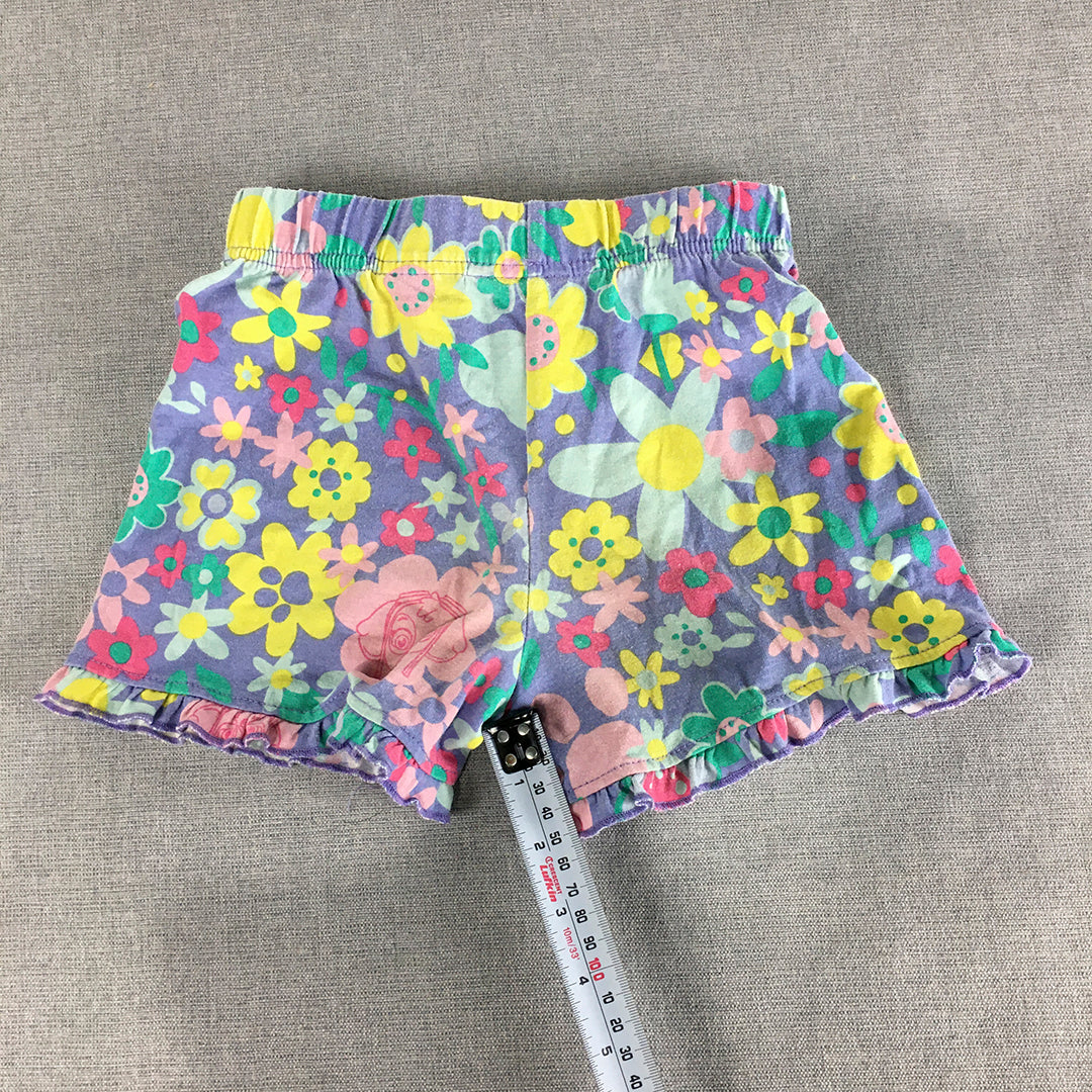 Paw Patrol Kids Girls Shorts Size 4 Purple Floral Drawstring