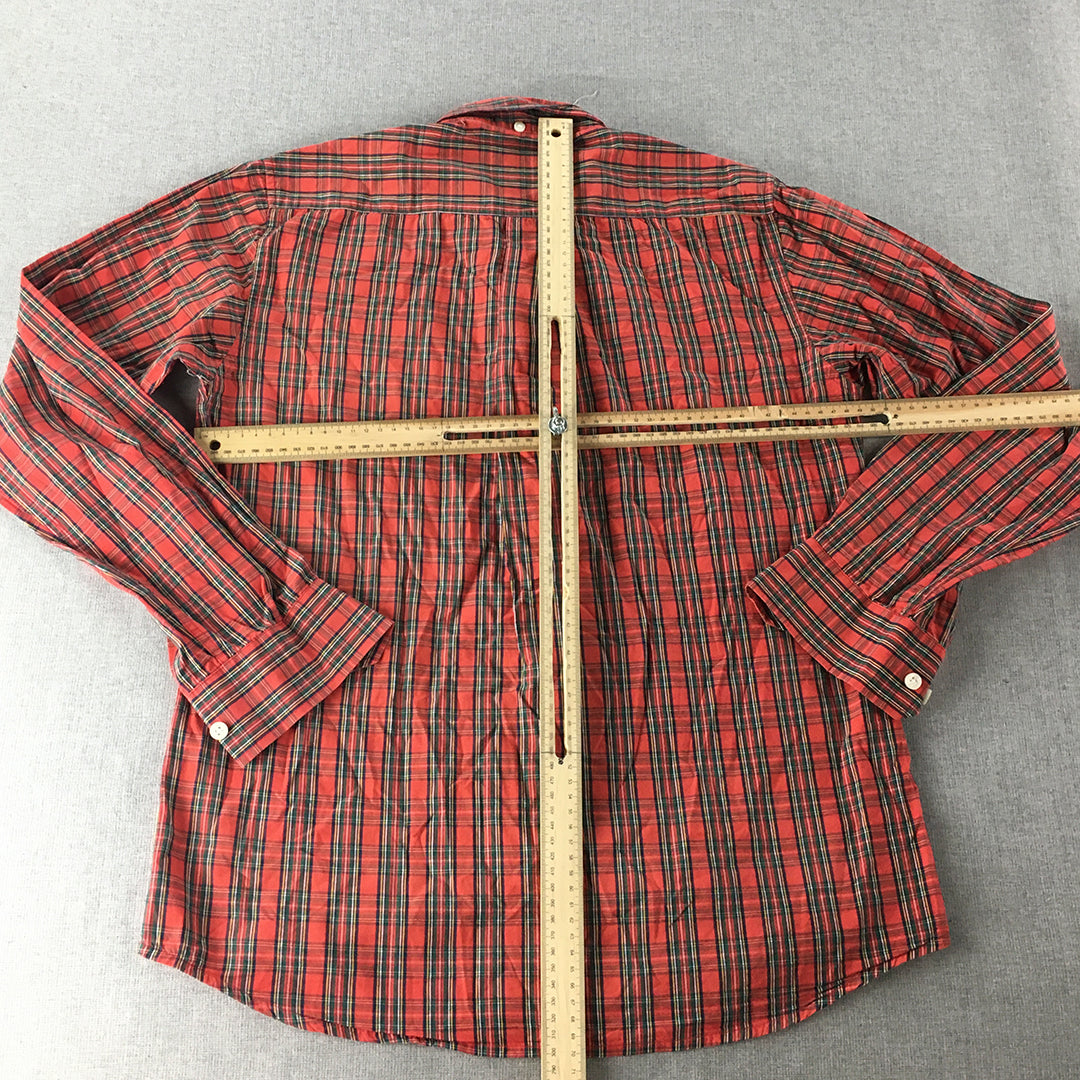 Aeropostale Mens Shirt Size M Red Checkered Long Sleeve Button-Up