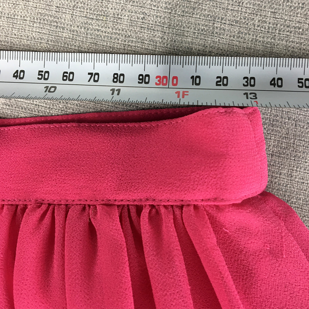 Forever New Womens Mini Skirt Size 8 Pink Pleated Gold Diamante A-Line