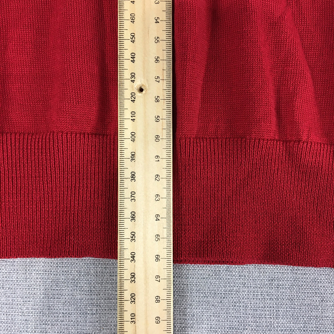 Uniqlo Mens Wool Sweater Size S Red V-Neck Pullover Jumper