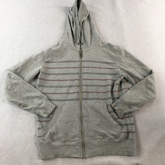 Adamsville Mens Hoodie Jacket Size S Grey Striped Zip-Up Pockets Coat