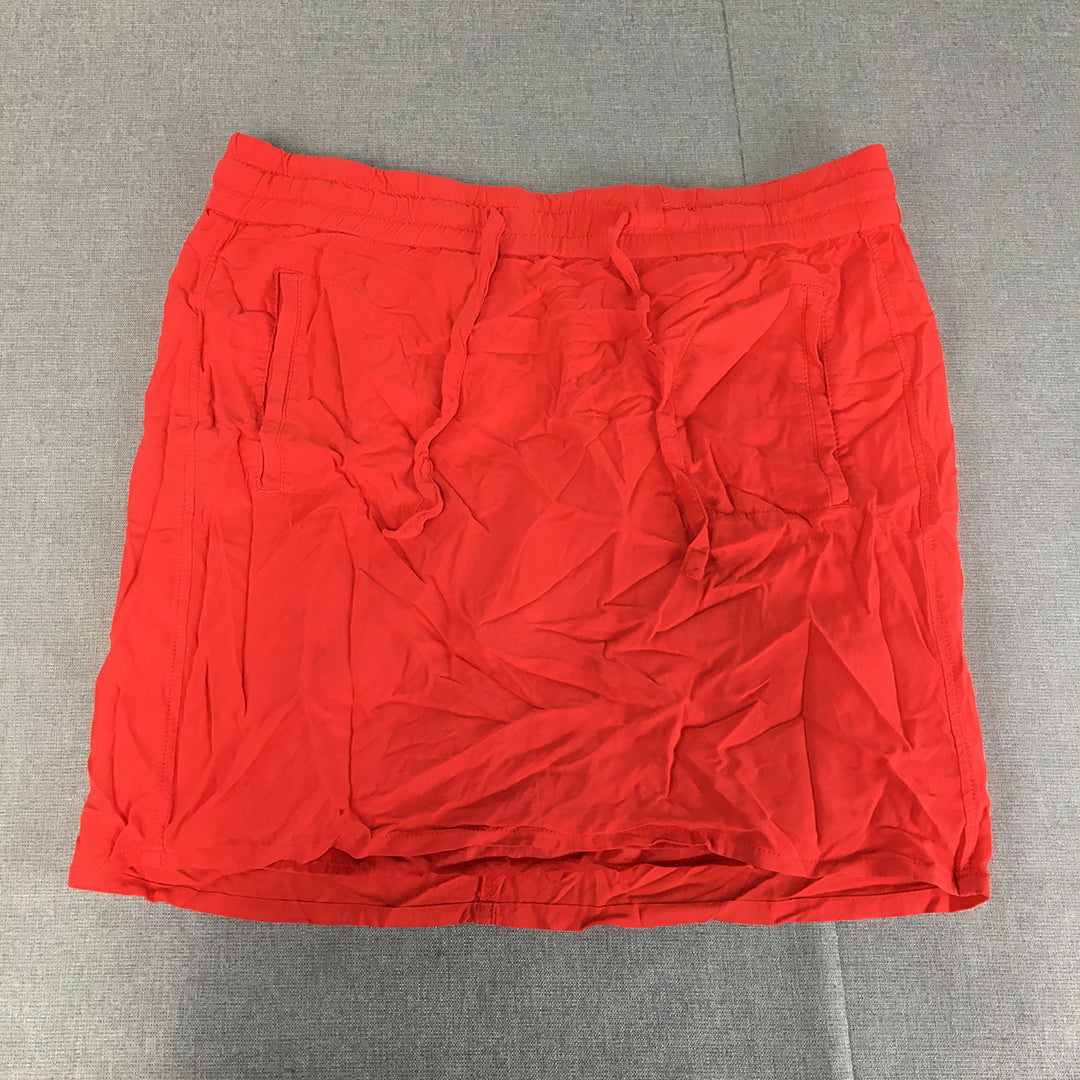 Esprit Womens Mini Skirt Size 14 Red Drawstring Elastic Waist