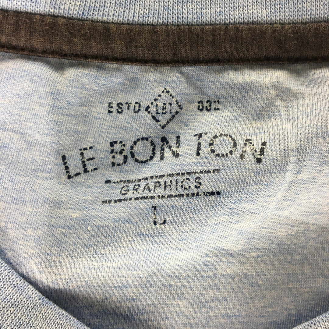 Le Bon Ton Mens T-Shirt Size L Slim Fit Blue Manhattan New York Short Sleeve