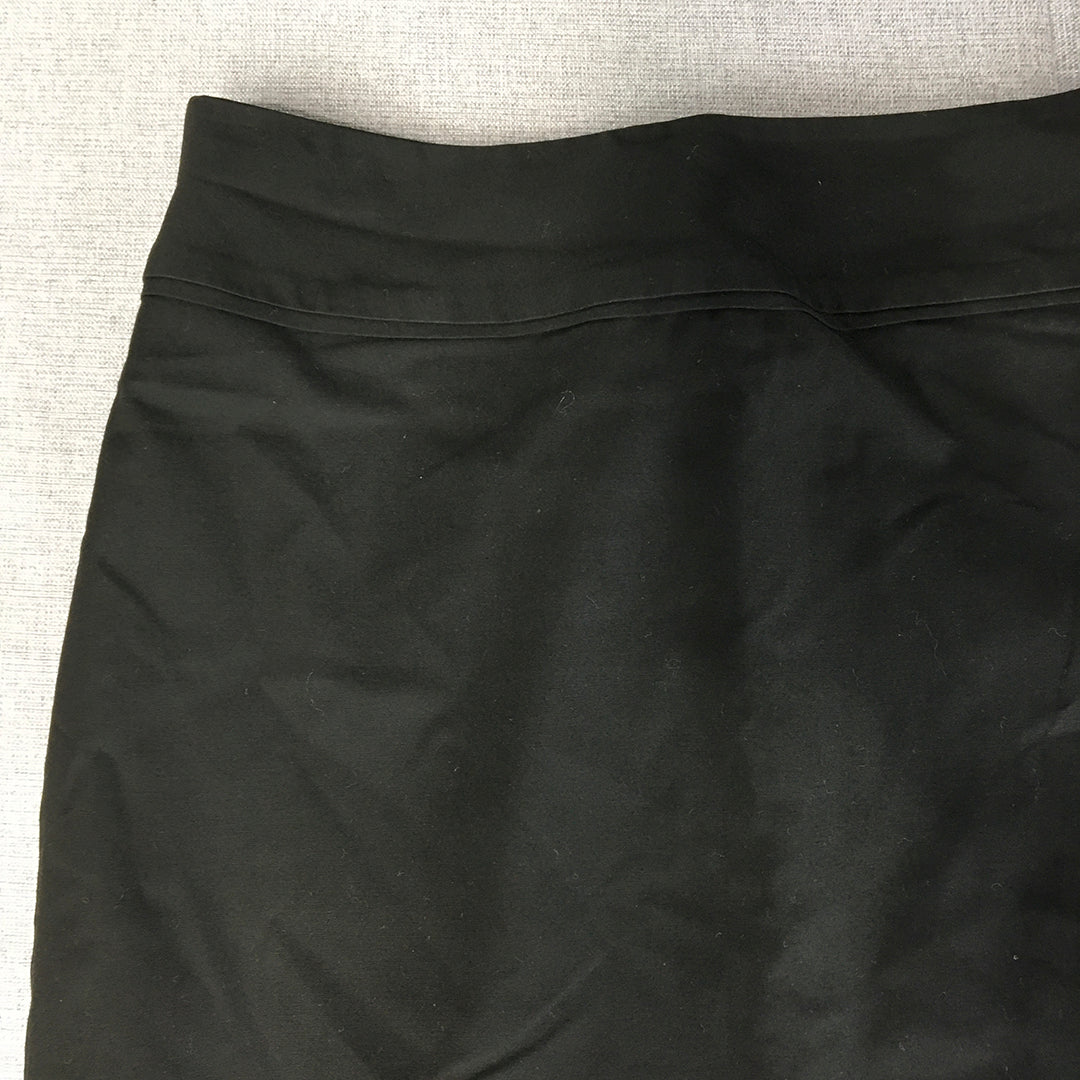 Veronika Maine Womens Midi Skirt Size 8 Black Pencil Straight