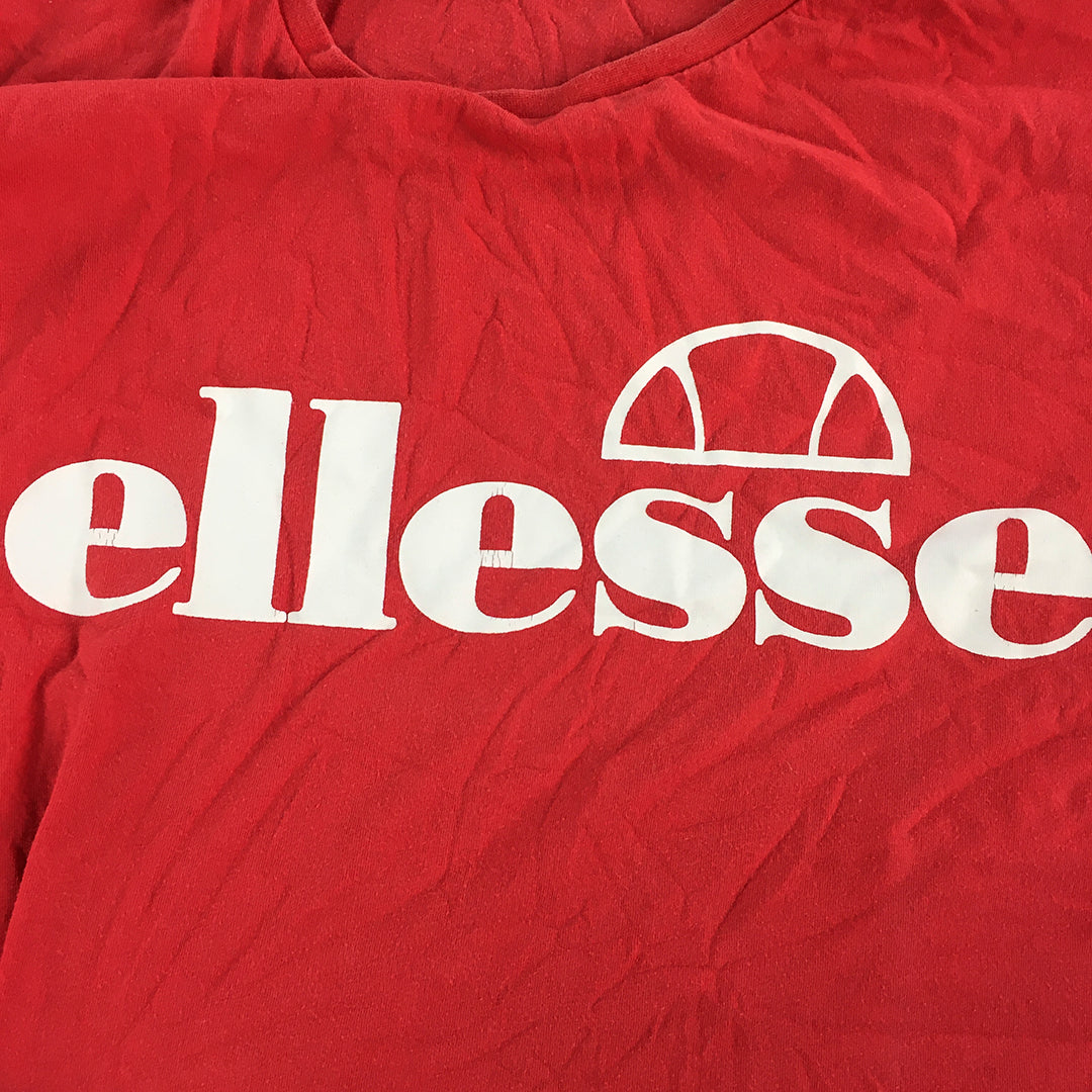 Ellesse Womens T-Shirt Size 12 Red Big Logo Short Sleeve Crew Neck Top