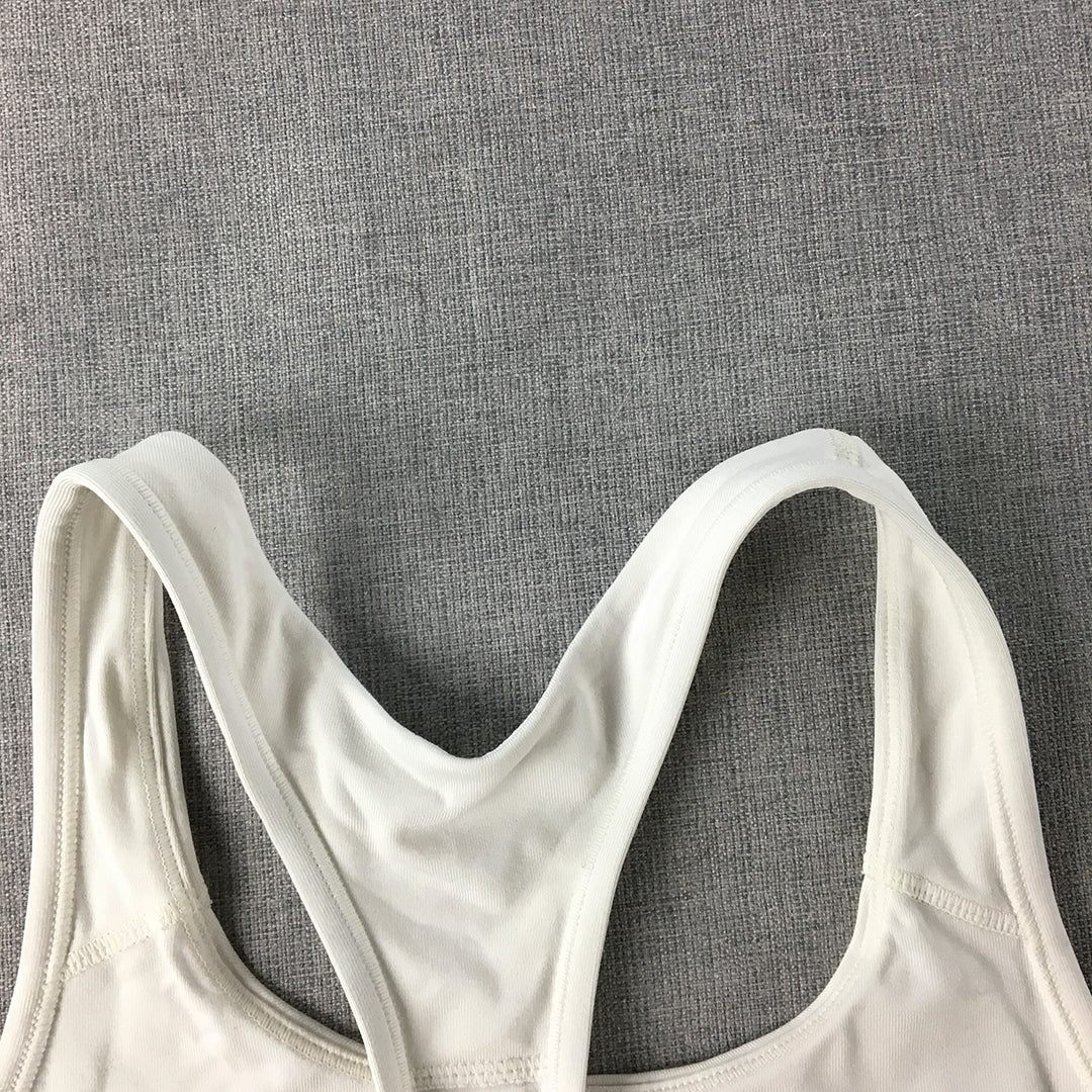 Puma Womens Sports Bra Size S White Big Logo Cropped Top