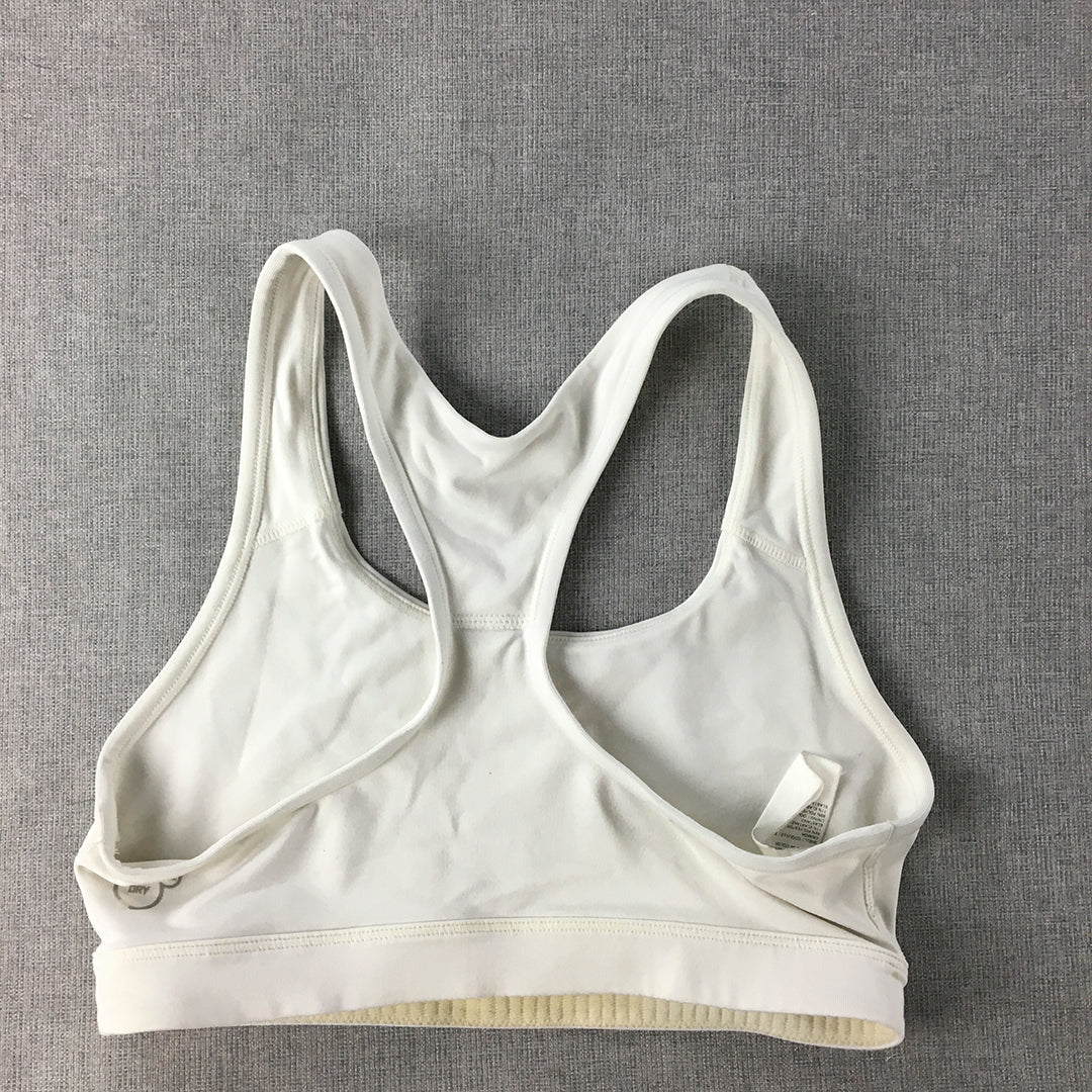 Puma Womens Sports Bra Size S White Big Logo Cropped Top