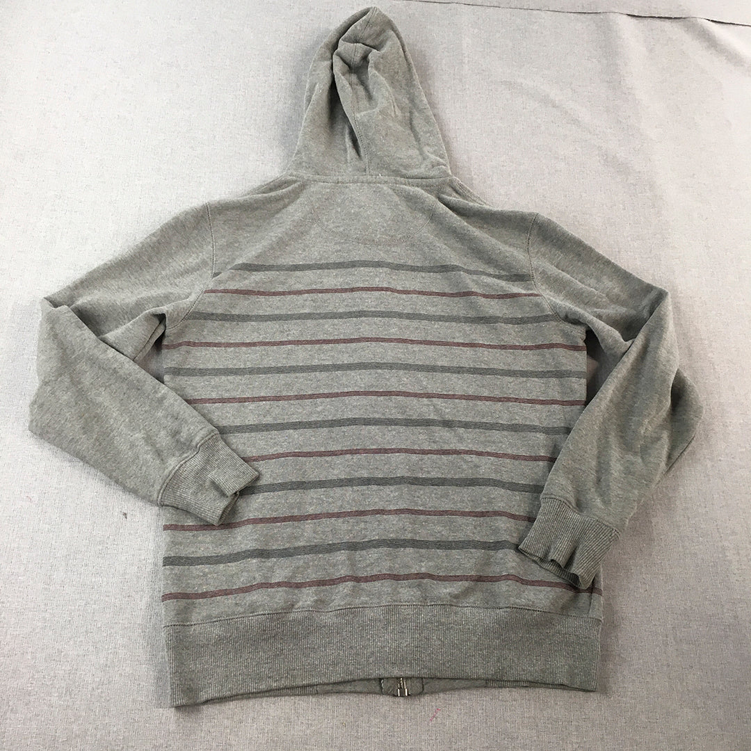 Adamsville Mens Hoodie Jacket Size S Grey Striped Zip-Up Pockets Coat