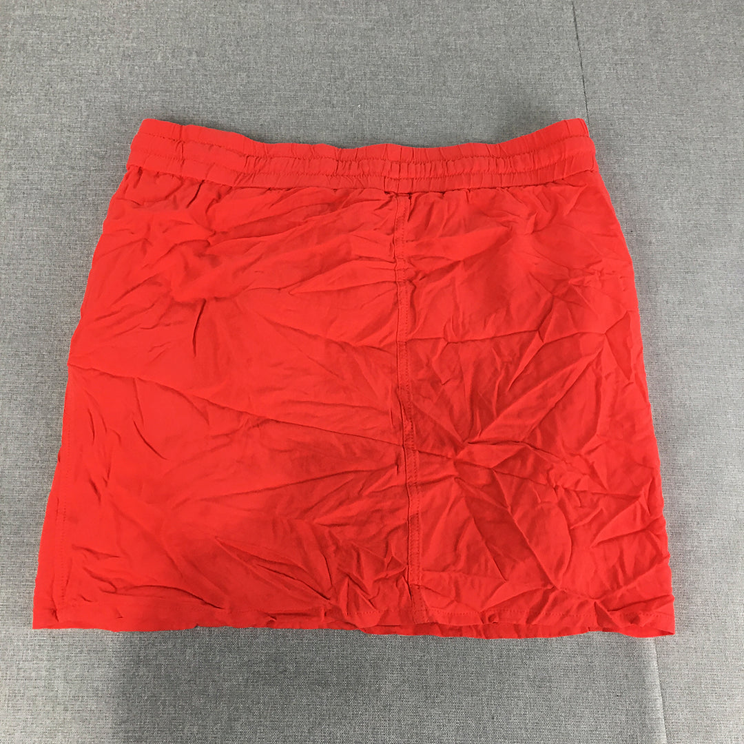 Esprit Womens Mini Skirt Size 14 Red Drawstring Elastic Waist