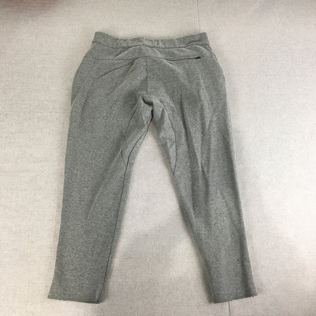 Zara Man Pants Size L Grey Elastic Waist Pockets Ankle Length Trousers