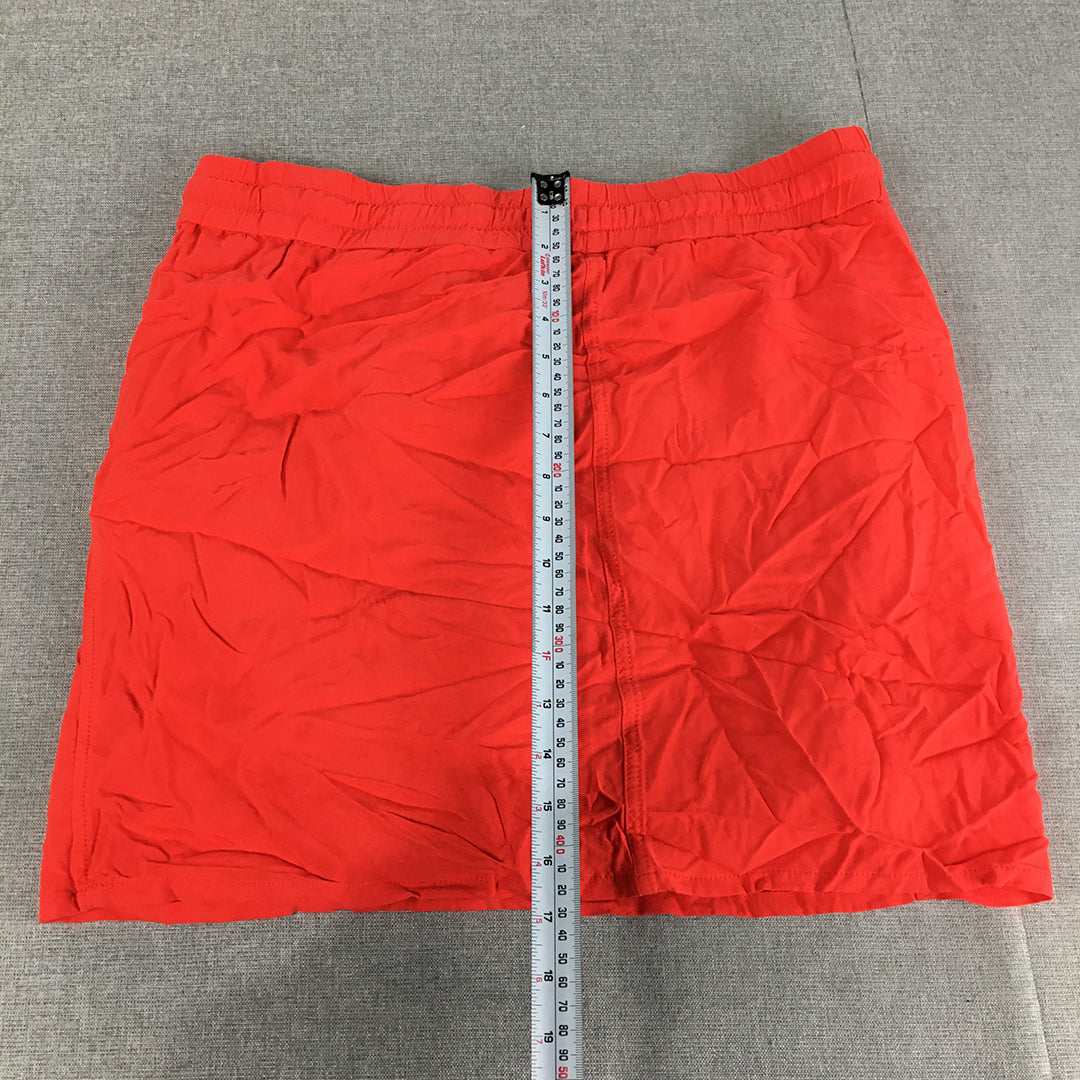 Esprit Womens Mini Skirt Size 14 Red Drawstring Elastic Waist