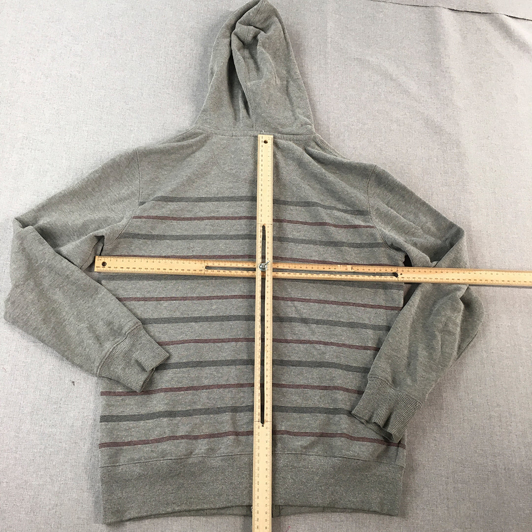 Adamsville Mens Hoodie Jacket Size S Grey Striped Zip-Up Pockets Coat