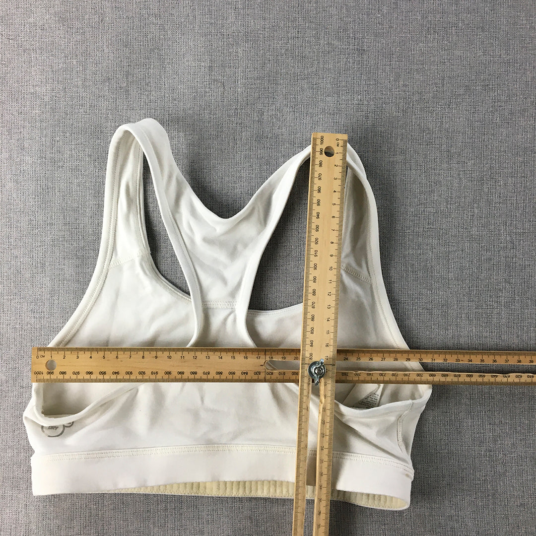 Puma Womens Sports Bra Size S White Big Logo Cropped Top