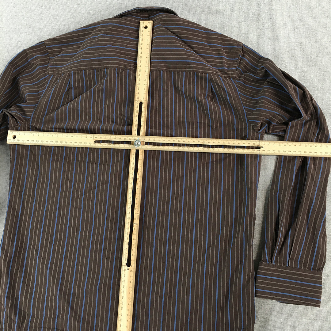 Axist Mens Shirt Size S Brown Striped Long Sleeve Button-Up Collared