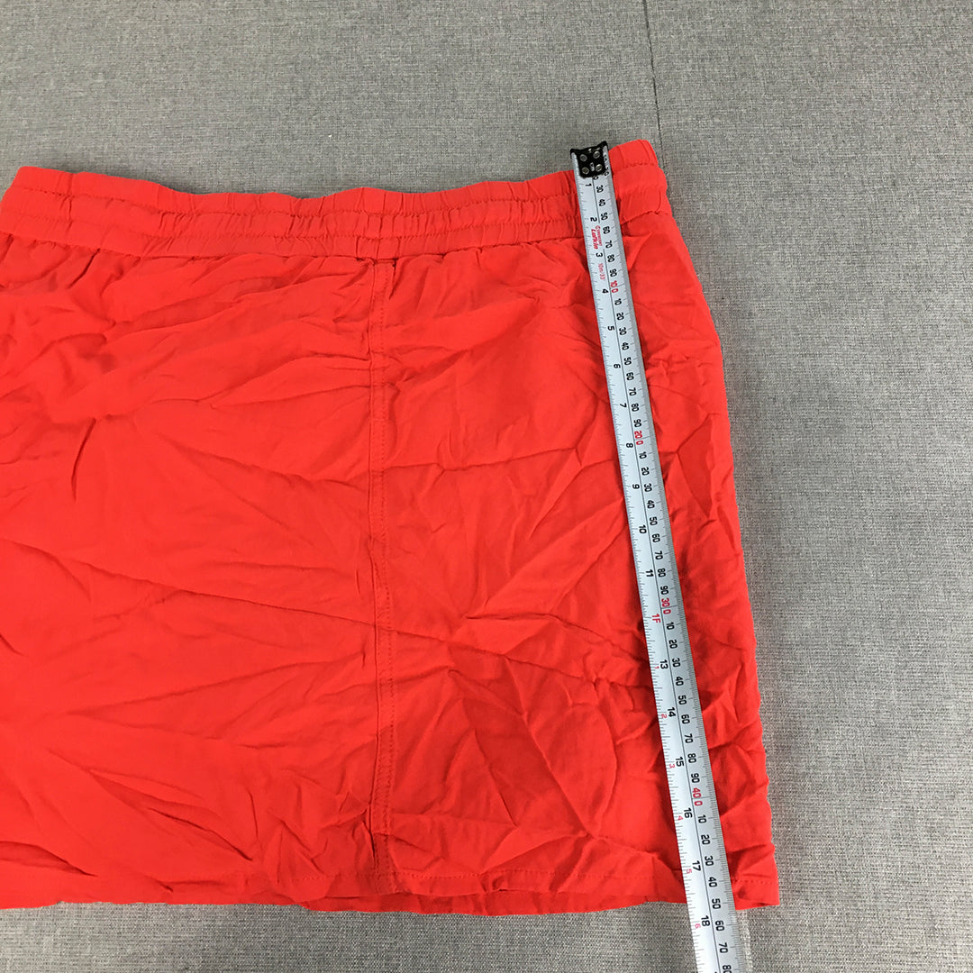 Esprit Womens Mini Skirt Size 14 Red Drawstring Elastic Waist