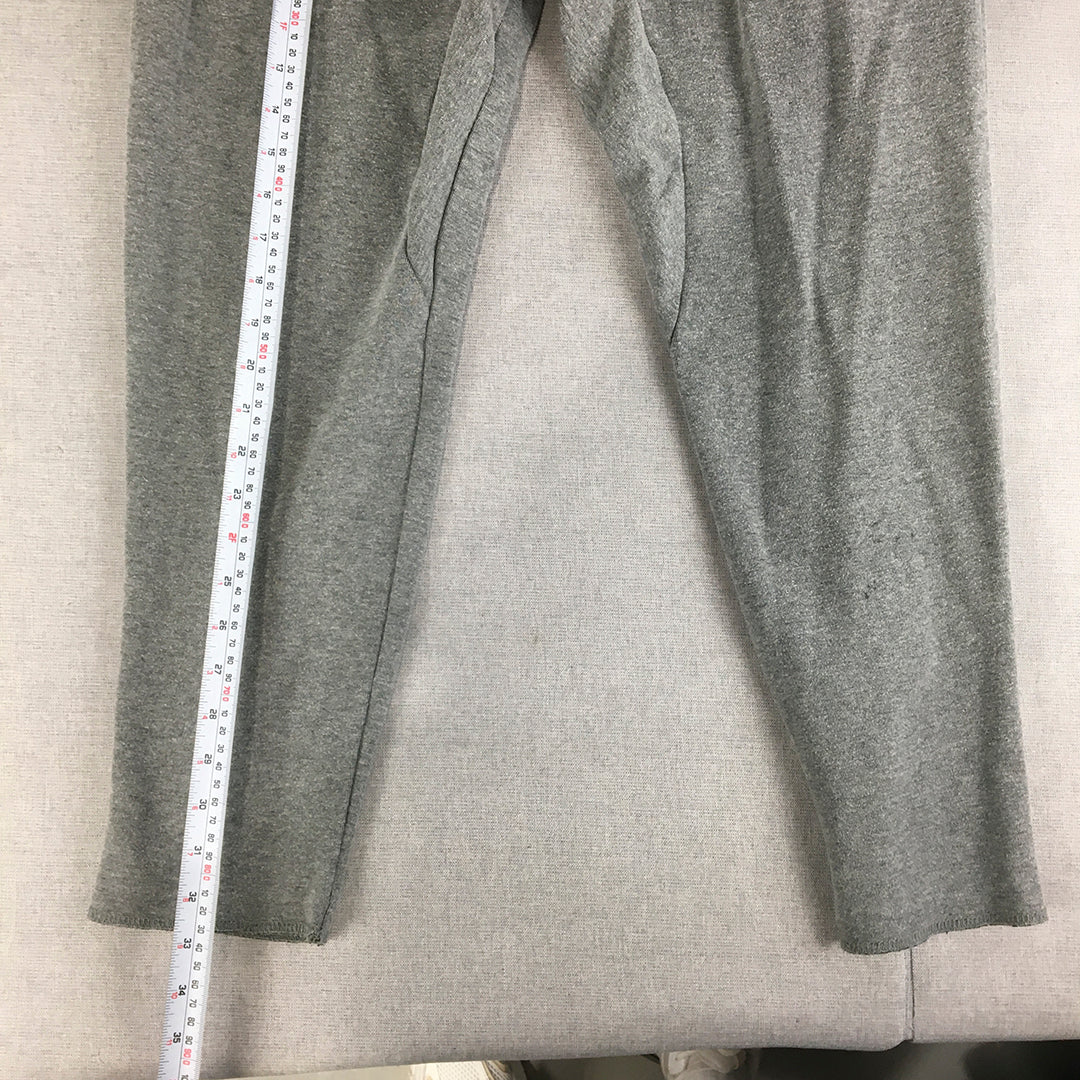 Zara Man Pants Size L Grey Elastic Waist Pockets Ankle Length Trousers