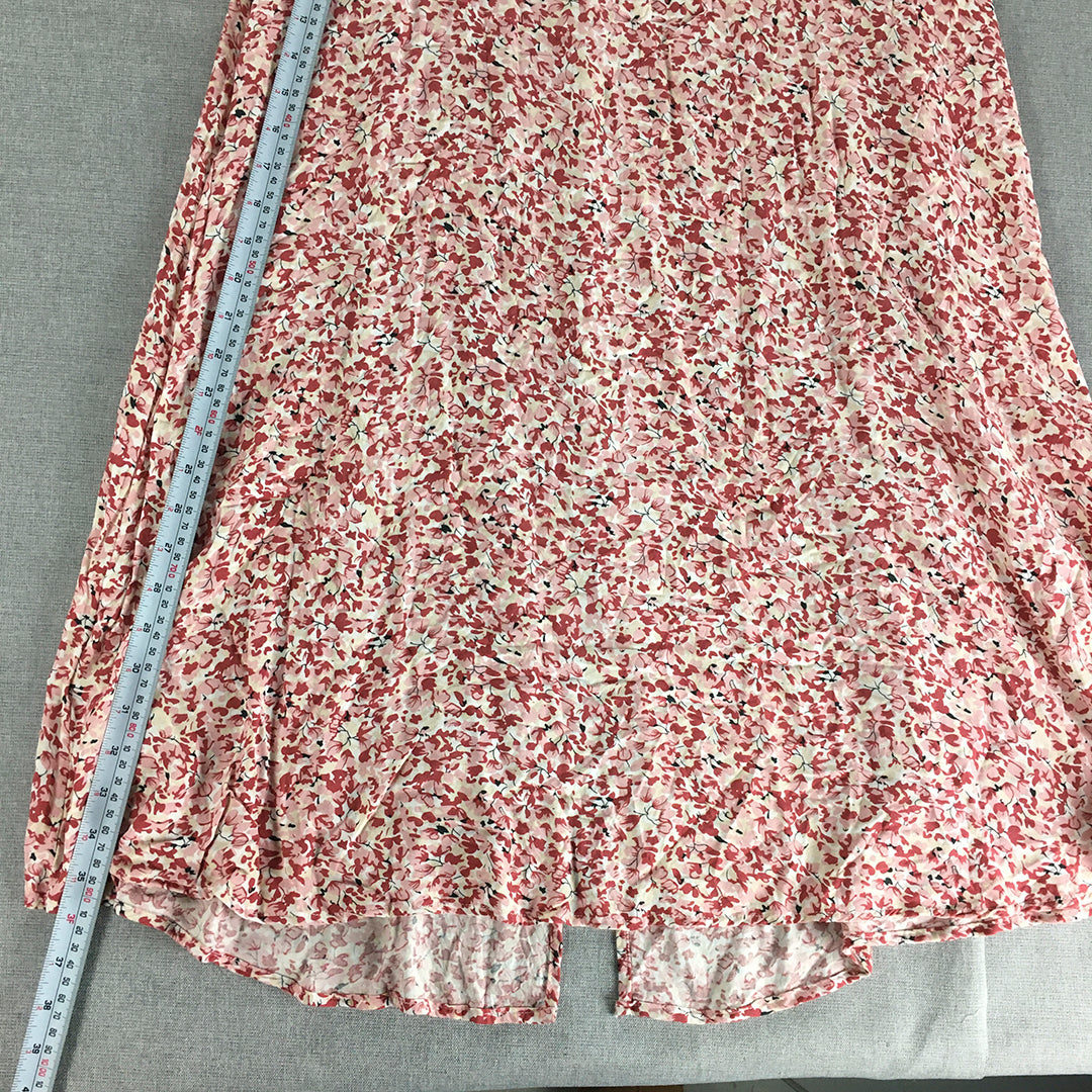 Only Neon & Nylon Womens A-Line Skirt Size L Red White Floral