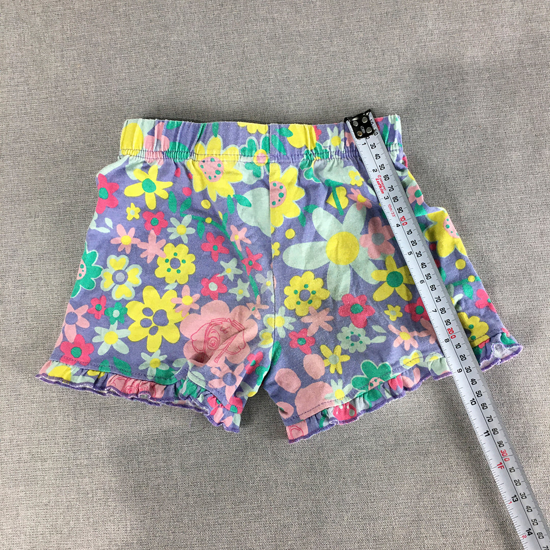 Paw Patrol Kids Girls Shorts Size 4 Purple Floral Drawstring